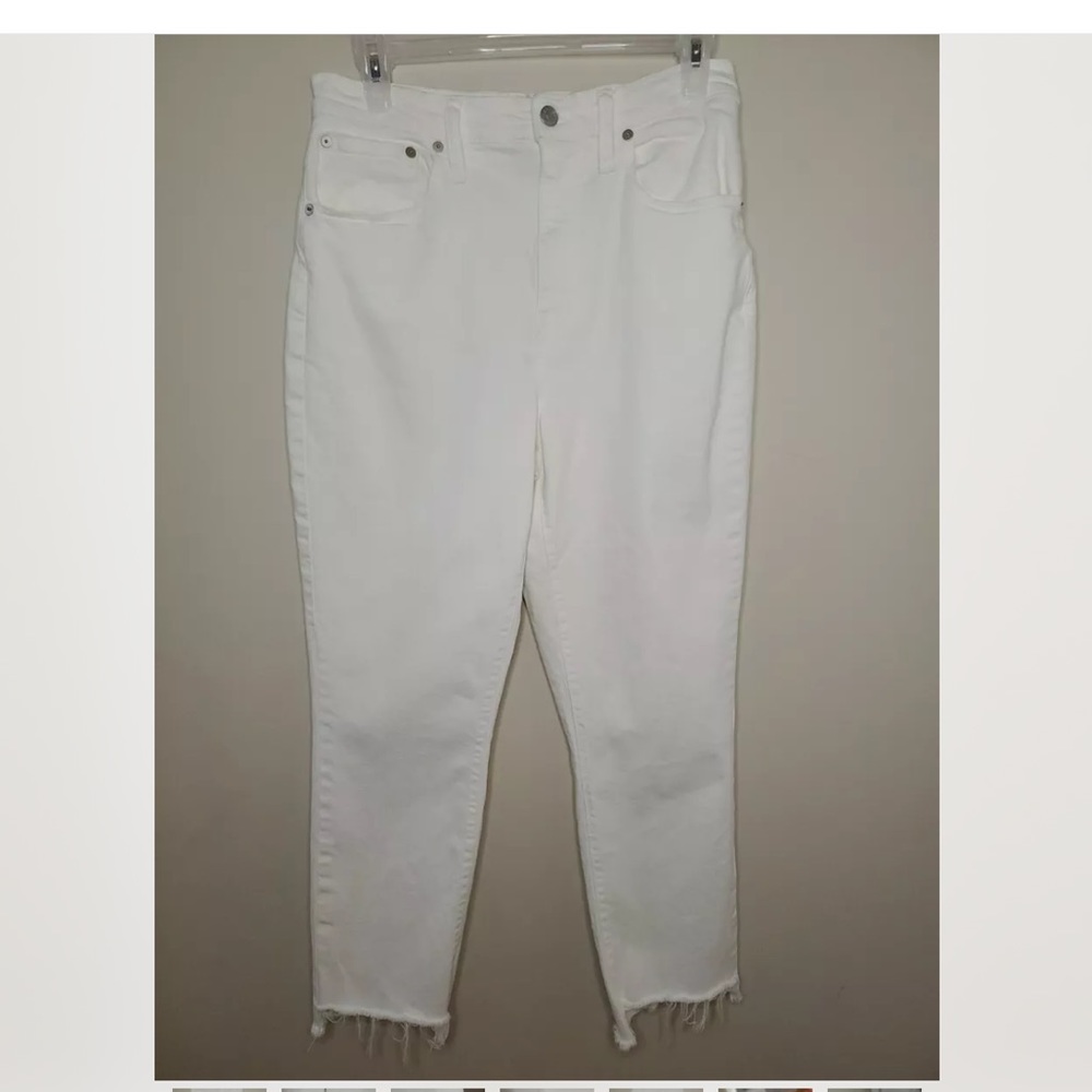 Madewell High Rise Slim Crop Boyjean White Raw Hem Size 27